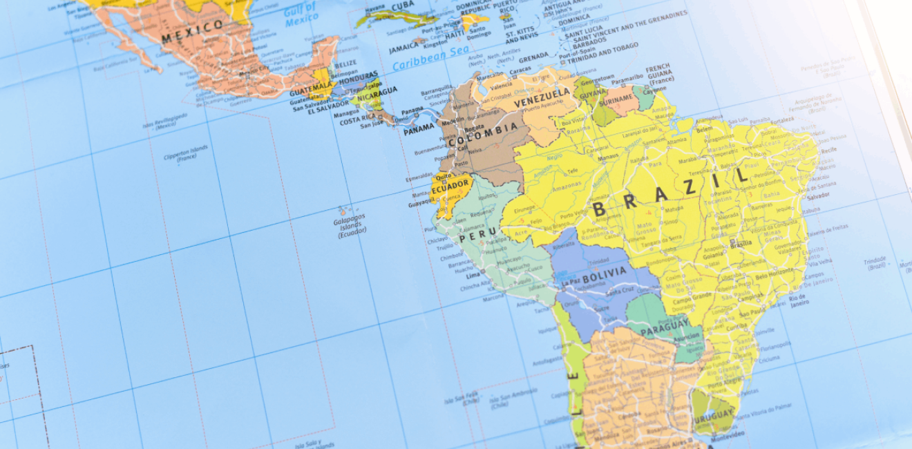 Political Map of South America Continent