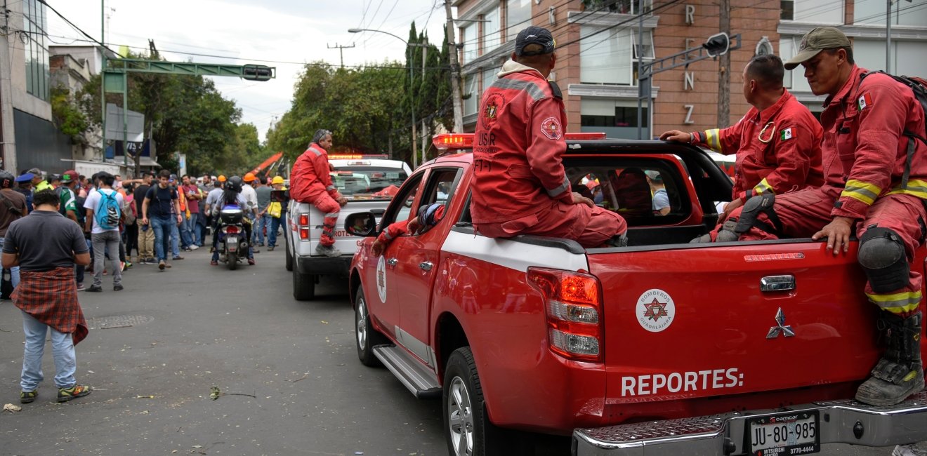 Firefighters head to disaster areas to provide help after an earthquake