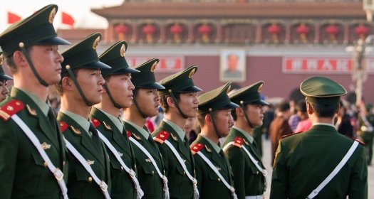 PLA soldiers at Tiananmen Square in Beijing.