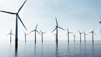 Offshore wind turbines in ocean