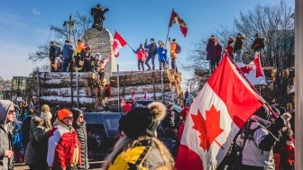 Protesters at the Canadian War Memorial