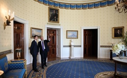 Donald Trump and Justin Trudeau in the Oval Office