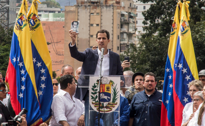 Juan Guaido speaking at a rally