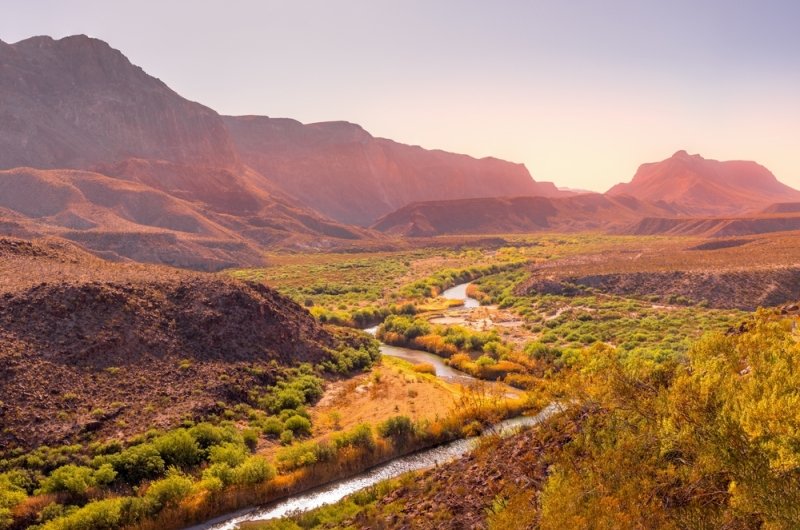 The amazing landscape of the Big Bend Ranch State Park and the Rio Grande River, Texas