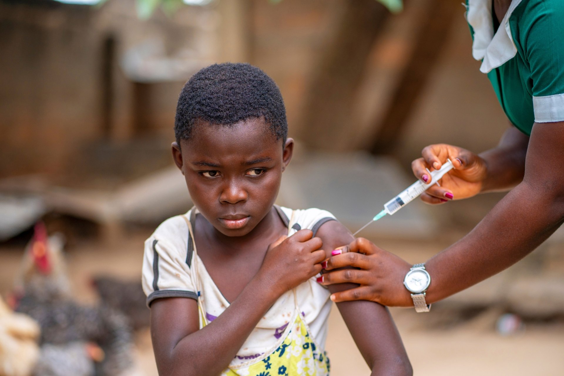 African Child Getting a Shot