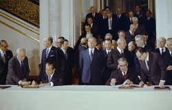 President Richard Nixon and General Secretary Leonid Brezhnev Signing the Anti-Ballistic Missile (ABM) Treaty and Interim Strategic Arms Limitations Talks (SALT) Agreement