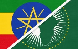 African Union and Ethiopia national flags