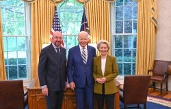 European Council President Charles Michel, US President Joe Biden and European Commission President Ursula von der Leyen