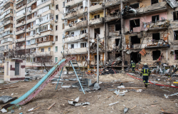 Ukrainian residential building with significant damage