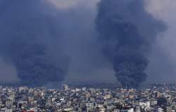 Smoke rises following Israeli airstrikes in Gaza City