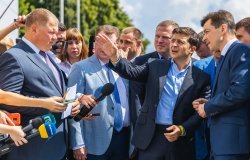 DNIPRO, UKRAINE – July 12, 2019. Arrival of the President of Ukraine Vladimir Zelensky to Dnipro.